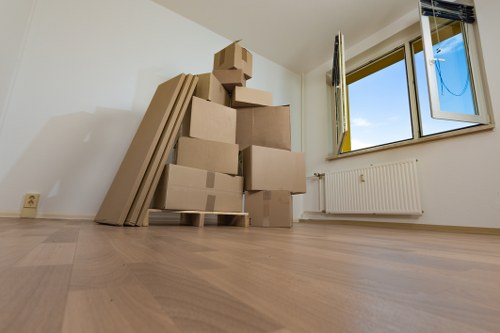Stacked boxes ready for a home move in Shepherdsbush