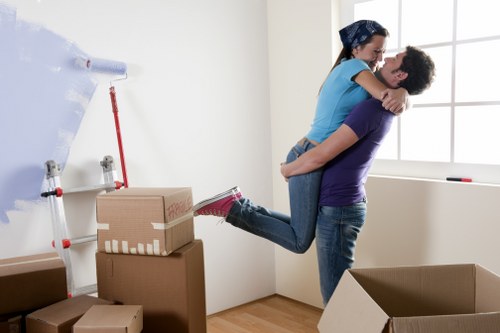 Packed student belongings prepared for removal in Shepherdsbush