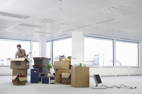 Commercial removals team planning an office move in West London