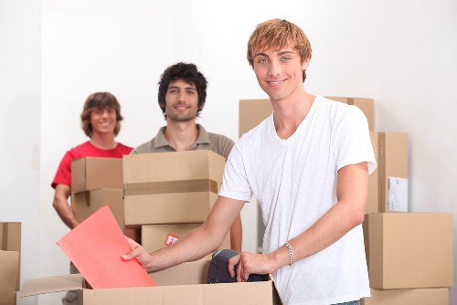 Professional movers loading items carefully into a van